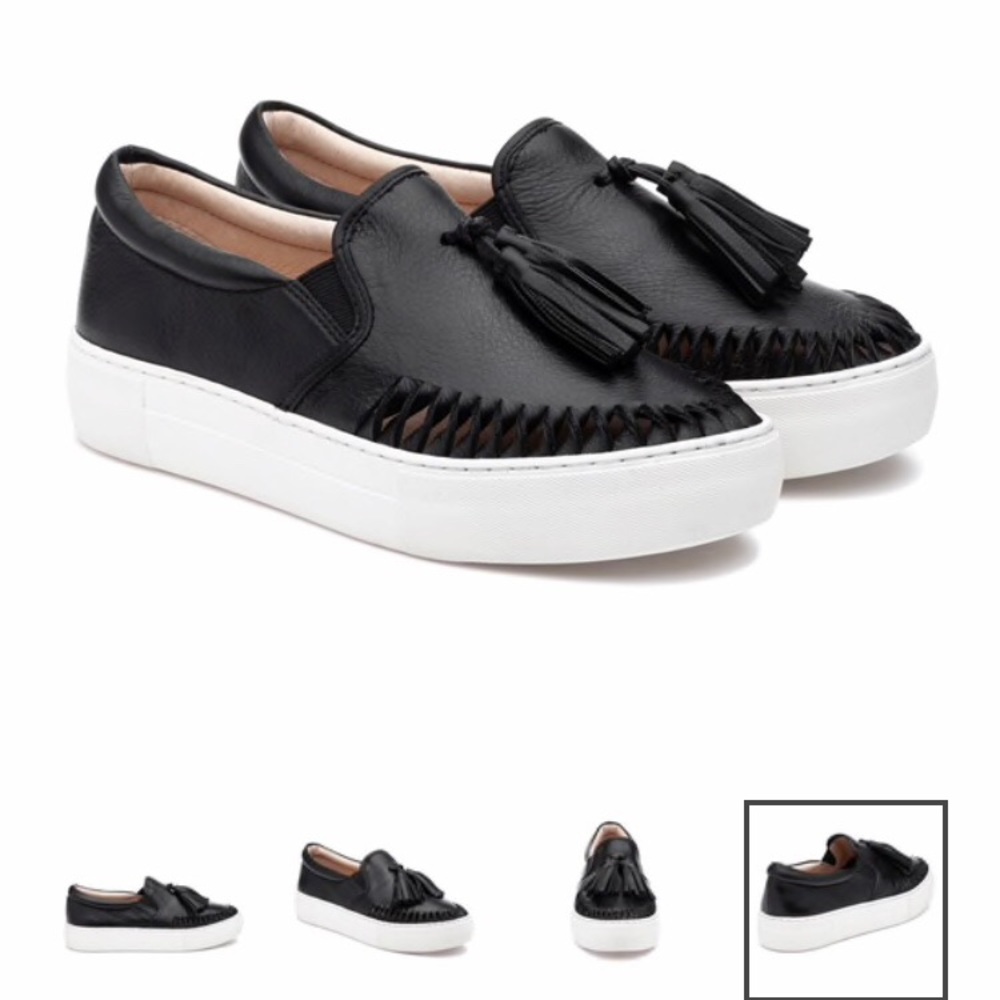 J/Slides Black Leather Aztec NWB